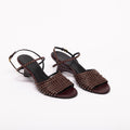 Khaite Burgundy Gold Stud Sandal