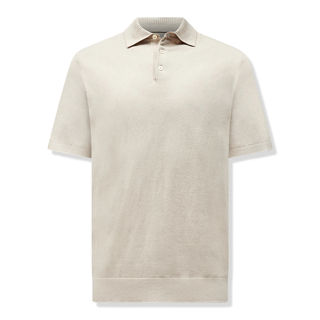 Peckham Rye Ocean Textured Knit Peyote Polo Shirt