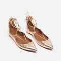 Aquazzura Gold Leather Lace-Up Sandal