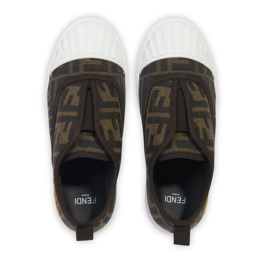 Fendi FF Logo Kids Brown Trainers - Black