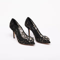 Dolce & Gabbana Black Lace Crystal Embellished Heels